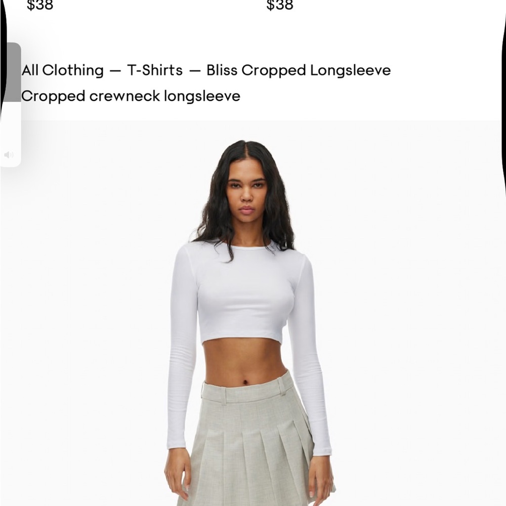 Aritzia Bliss White Long Sleeve Crop Top S
